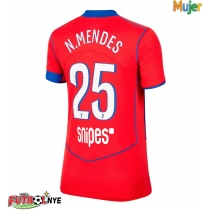 Camiseta Paris Saint-Germain Nuno Mendes #25 Tercera Equipación para mujer 2025-26 manga corta